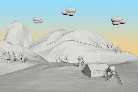 Landscape Low Poly Stock Illustration