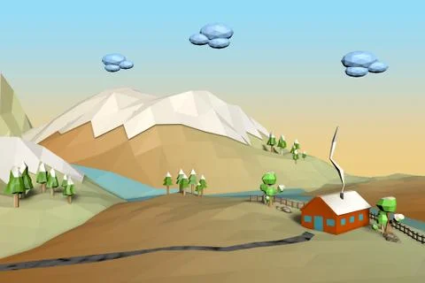 Landscape Low Poly Stock Illustration