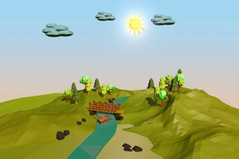 Landscape Low Poly Stock Illustration
