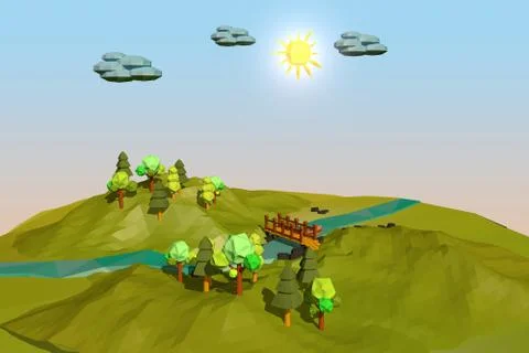 Landscape Low Poly Stock Illustration