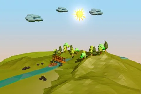 Landscape Low Poly Stock Illustration