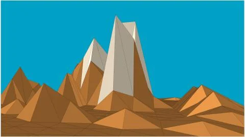 Landscape in low-polygonal style Stock Illustration
