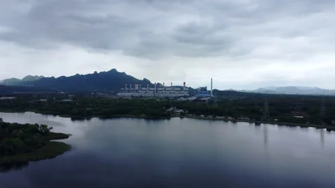 Landscape of the Mae Moh coal-fired power plant in Lampang, Thailand Stock Footage 276948672