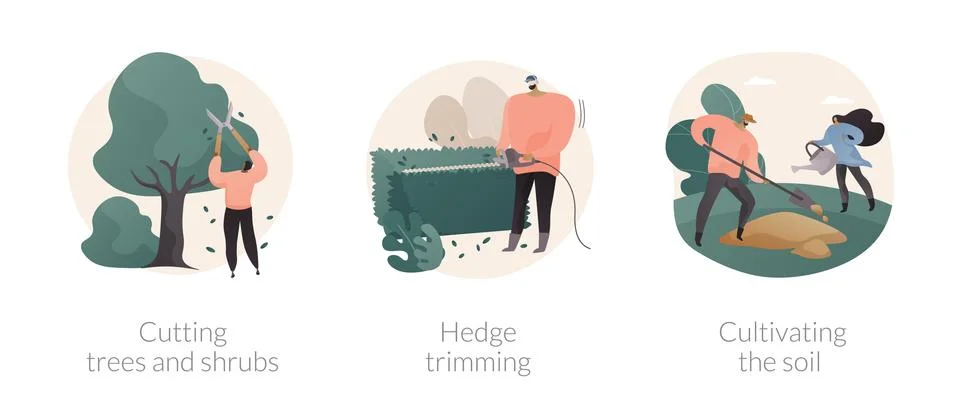 Landscape maintenance abstract concept vector illustrations. 库存插图