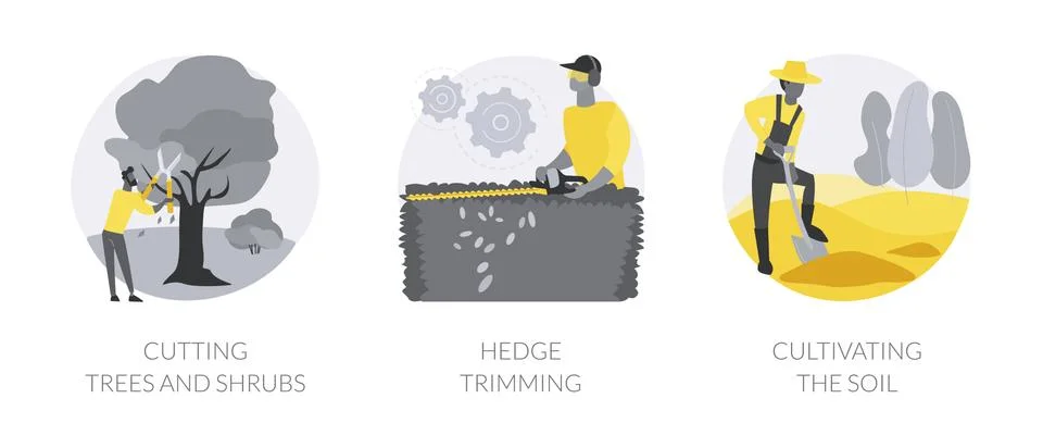 Landscape maintenance abstract concept vector illustrations. Illustrazione stock