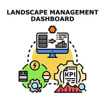 Landscape management dashboard analyzing system analytics Stock Illustration