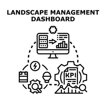 Landscape management dashboard analyzing system analytics Stock Illustration