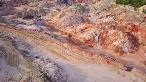 Landscape like on Mars when you fly over the surface or ecological disaster	 Stock Footage 146071025