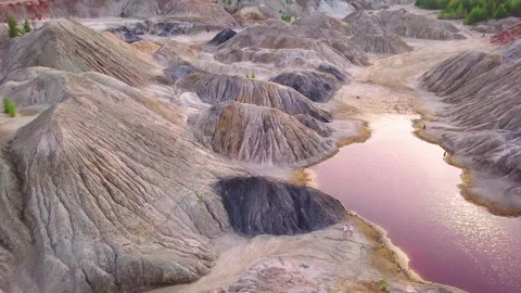 Landscape like on Mars when you fly over the surface or ecological disaster	 Stock Footage 146071676