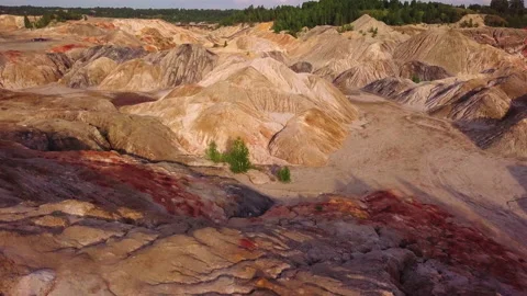 Landscape like on Mars when you fly over the surface or ecological disaster	 Stock Footage 146072631