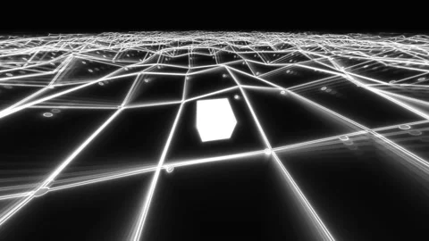 Landscape of Mask Growing Shrinking Mountains Rotating With Central Cube Stock Footage 139736990