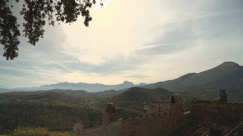 Landscape of Medieval Town in the Mountains Stock Footage 85482846