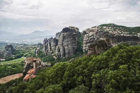 Landscape of Meteora area Stock Photos