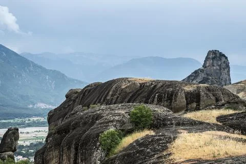 Landscape of Meteora area Stock Photos