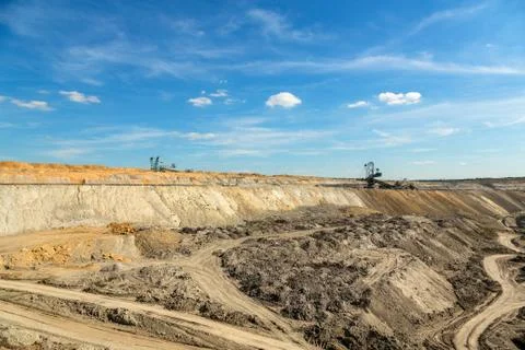 Landscape with mine machine Stock Photos