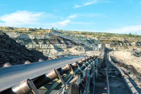 Landscape with mine machine Stock Photos