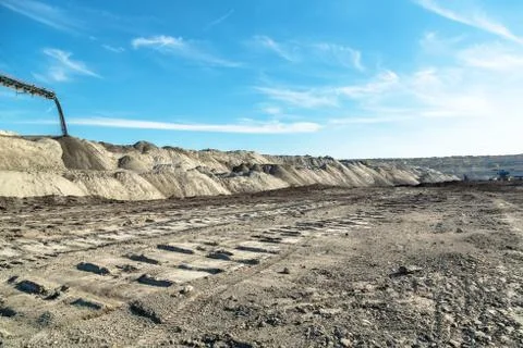 Landscape with mine machine Stock Photos