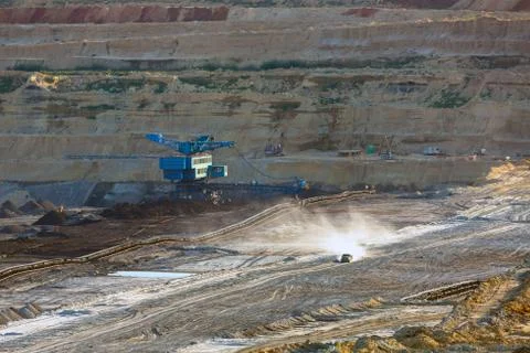 Landscape with mine machine Stock Photos