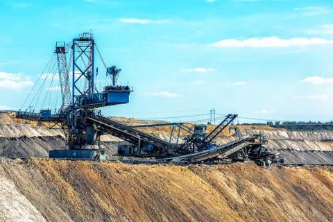 Landscape with mine machine Foto stock