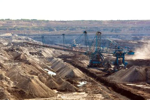 Landscape with mine machine Stock Photos