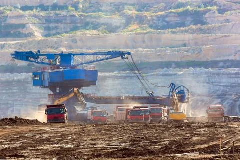 Landscape with mine machine Stock Photos