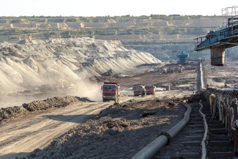 Landscape with mine machine Stock Photos