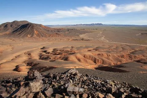 The landscape of the mongolian steppe Stock Photos