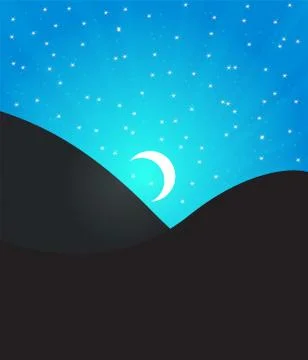 Landscape with moon Stock Illustration