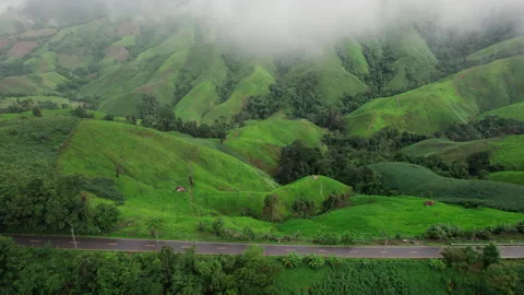 Landscape of Morning Mist with Mountain Layer at north of Thailand. Stock Footage 285478019
