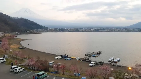 Landscape with the Mount Fuji and its reflection the the Ashi lake, Hakone, Japa Stock Footage 127155042
