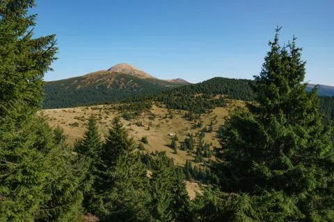 Landscape of Mount Hoverla is the highest mountain of the Ukrainian Carpathian Stock Photos