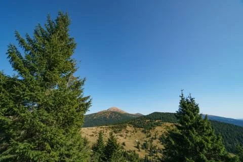 Landscape of Mount Hoverla is the highest mountain of the Ukrainian Carpathian Stock Photos