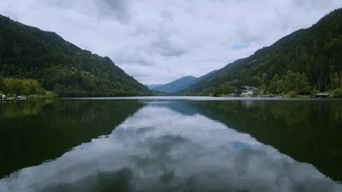 Landscape of mountain alpine lake surface Video stock 97358871