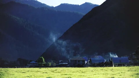 Landscape at mountain with forest Stock Footage