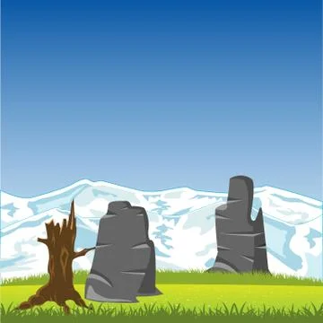 Landscape with mountain Stock Illustration