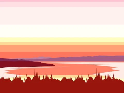 Landscape mountain lake abstract vector. Mountaineering and traveling illustr Stock Illustration