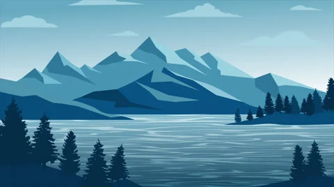 Landscape of a mountain lake, animation 4K on a seamlrss loop Stock Footage 245791530