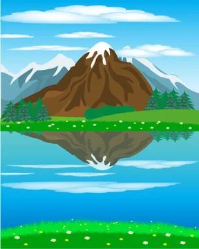 Landscape with mountain oi river Stock Illustration