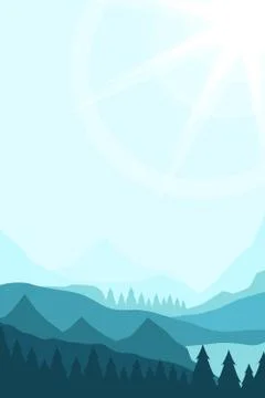Landscape with Mountain Peaks Stock Illustration