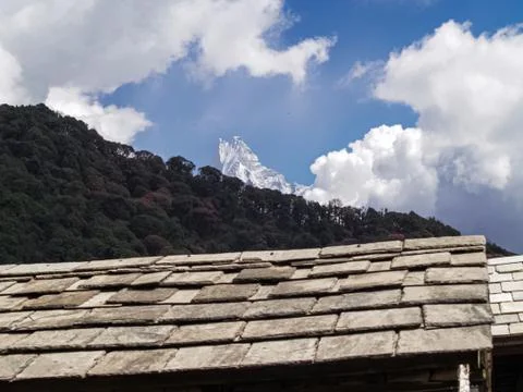 Landscape with a mountain range and clouds Stock Photos