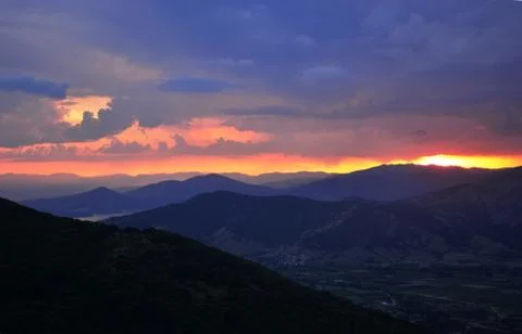 Landscape with mountain range Stock Photos