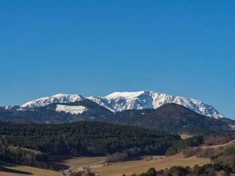 Landscape mountain range snow capped Stock Photos