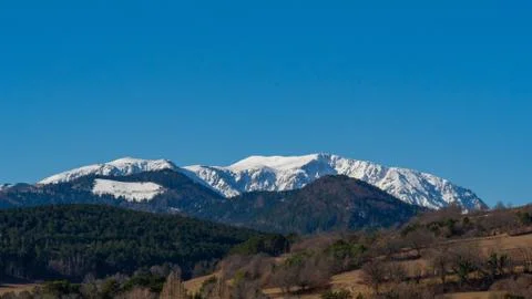 Landscape mountain range snow capped Stock Photos