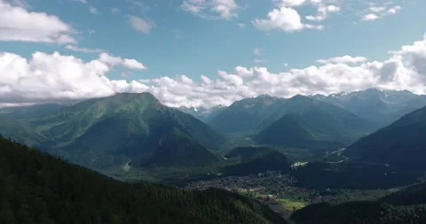 Landscape of a mountain range with white clouds Stock Footage 170567527