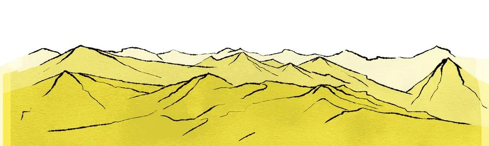 Landscape with mountain ranges Stock Illustration