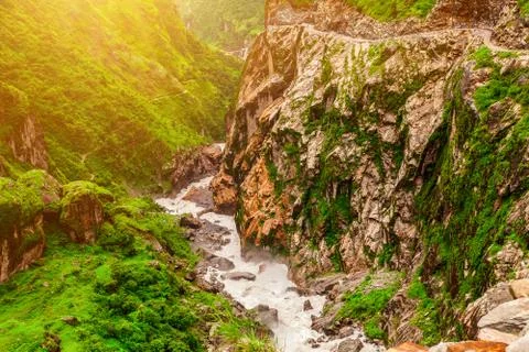 Landscape with mountain river Фото