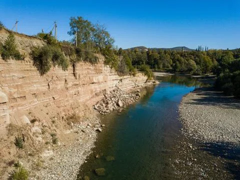 Landscape with a mountain river Stock-Fotos
