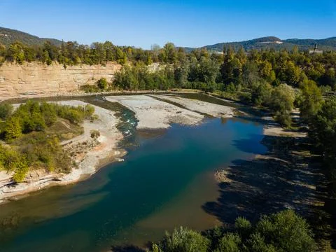 Landscape with a mountain river Stock-Fotos
