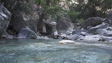 Landscape of mountain river in Samaria gorge, Crete, Greece Stock Footage 111575700