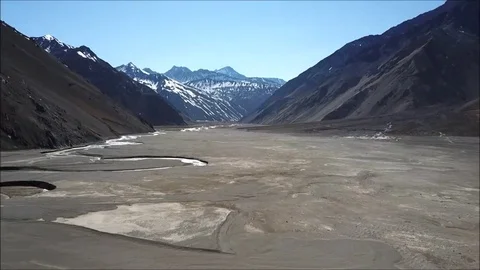 Landscape of mountain snow and lagoon in Santiago, Chile Stock Footage 80422798